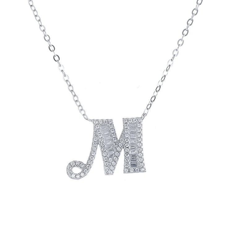INITIAL ZIRCON NECKLACE-S925 SOLID SILVER